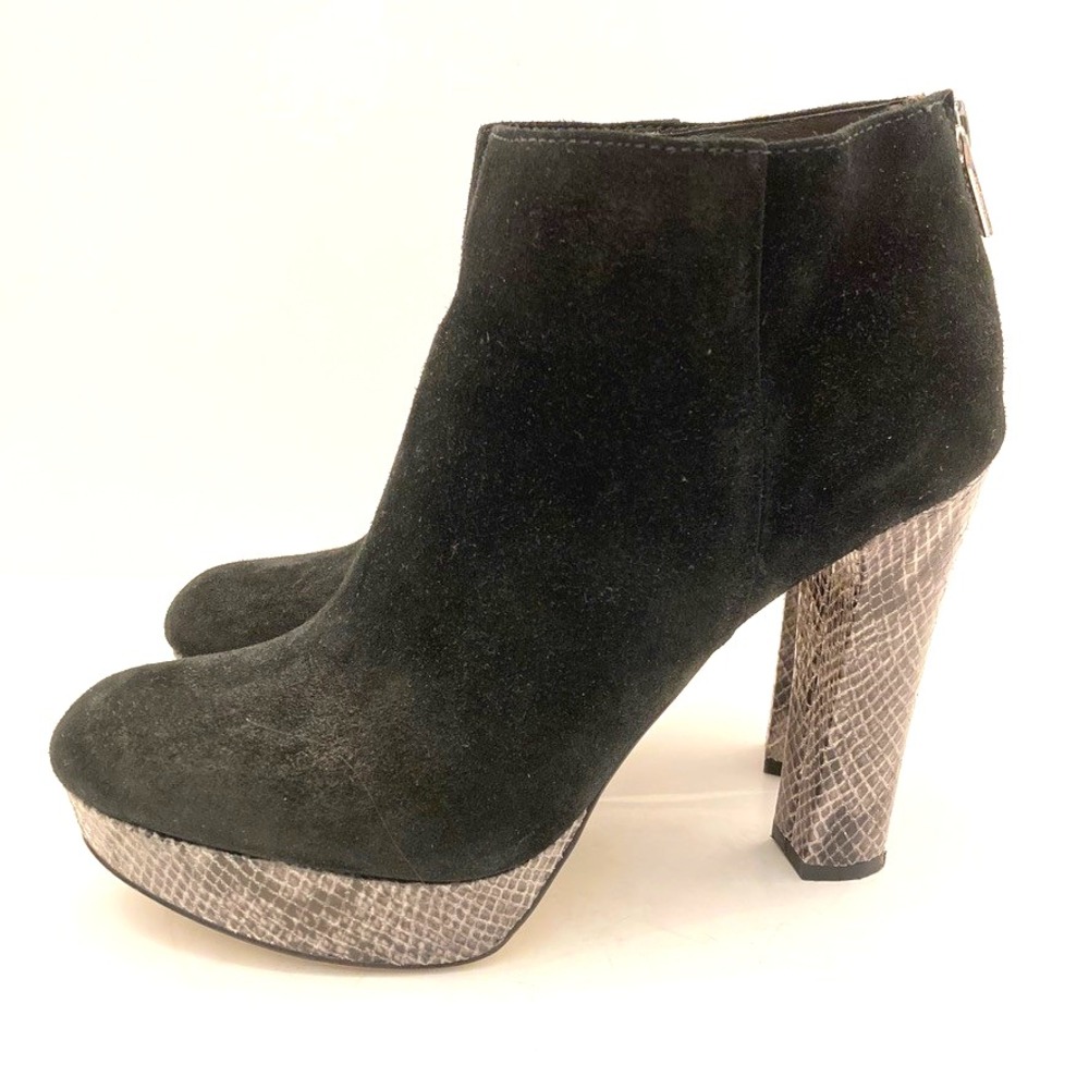 Michael‎ Kors Ankle Boots Womens 8M Black Suede Leather Platform Snakeskin Heels